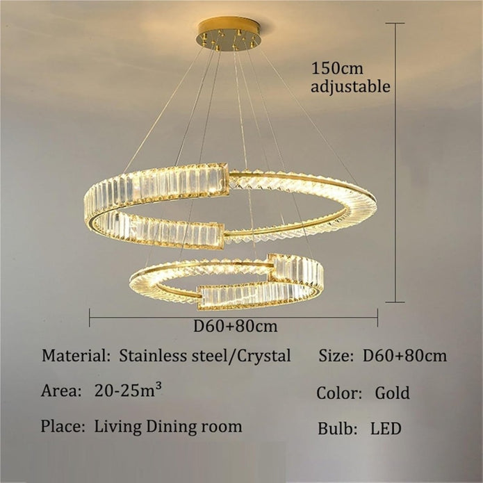 BAMDECOR C3318/2 Modern Crystal Chandeliers Lighting Fixtures Contemporary Round Chandelier Lighting Fixtures Crystal Pendant Ceiling Lights(Gold) - Image 6