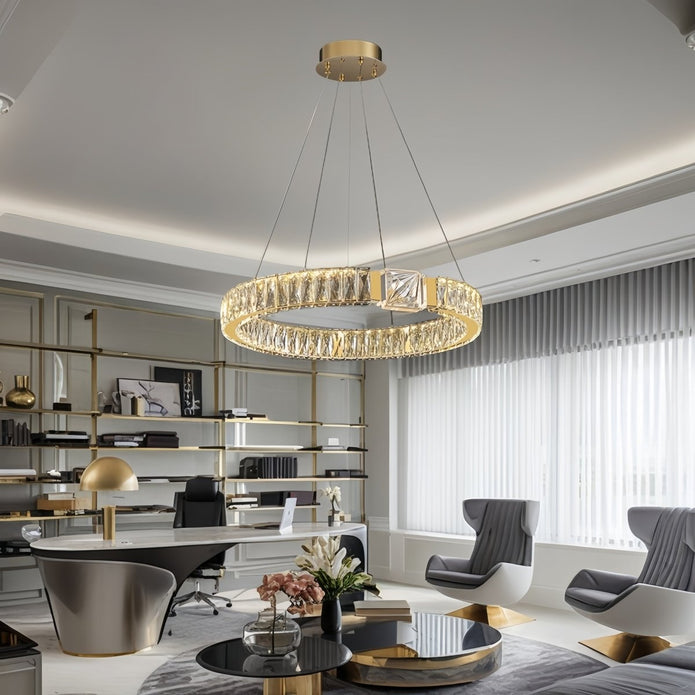 BAMDECOR C3319 Modern Crystal Chandeliers Lighting Fixtures Contemporary Round Chandelier Lighting Fixtures Crystal Pendant Ceiling Lights(Gold-60cm) - Image 2