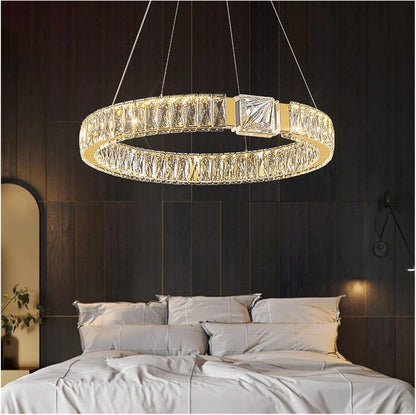 BAMDECOR C3319 Modern Crystal Chandeliers Lighting Fixtures Contemporary Round Chandelier Lighting Fixtures Crystal Pendant Ceiling Lights(Gold-60cm) - Image 3