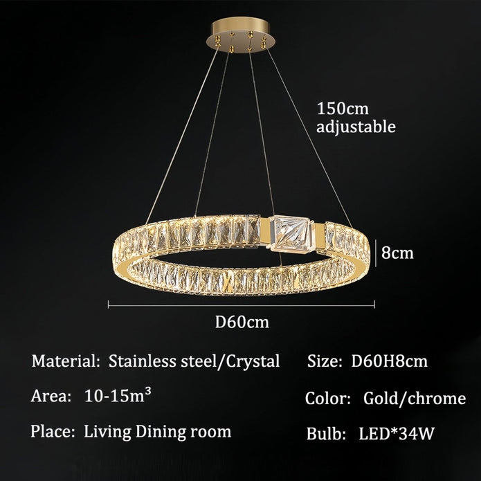 BAMDECOR C3319 Modern Crystal Chandeliers Lighting Fixtures Contemporary Round Chandelier Lighting Fixtures Crystal Pendant Ceiling Lights(Gold-60cm) - Image 6