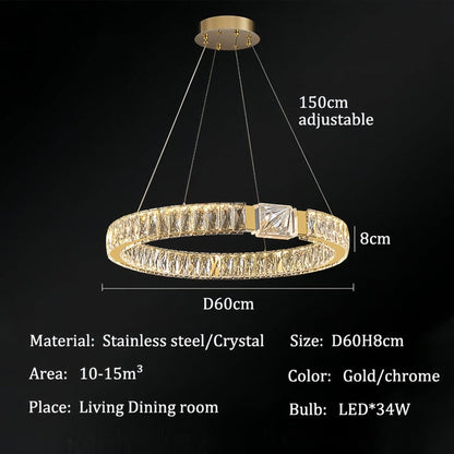 BAMDECOR C3319 Modern Crystal Chandeliers Lighting Fixtures Contemporary Round Chandelier Lighting Fixtures Crystal Pendant Ceiling Lights(Gold-60cm) - Image 6