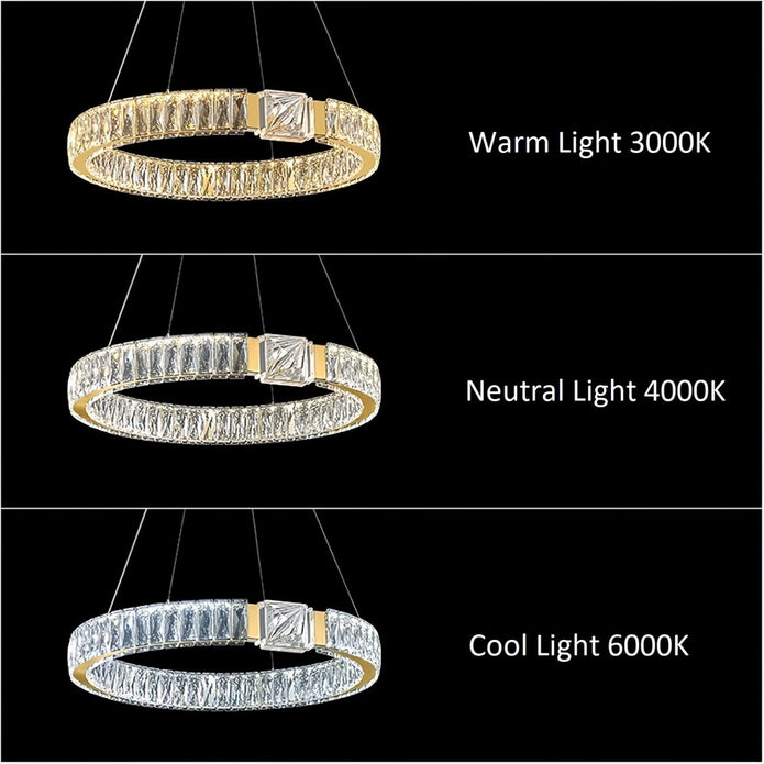 BAMDECOR C3319 Modern Crystal Chandeliers Lighting Fixtures Contemporary Round Chandelier Lighting Fixtures Crystal Pendant Ceiling Lights(Gold-60cm) - Image 7