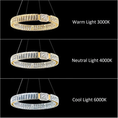 BAMDECOR C3319 Modern Crystal Chandeliers Lighting Fixtures Contemporary Round Chandelier Lighting Fixtures Crystal Pendant Ceiling Lights(Gold-80cm) - Image 6