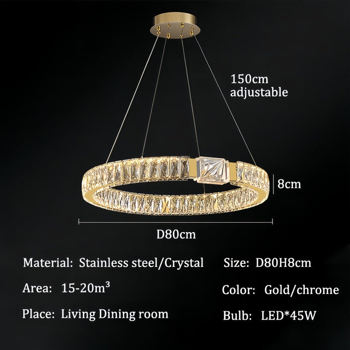 BAMDECOR C3319 Modern Crystal Chandeliers Lighting Fixtures Contemporary Round Chandelier Lighting Fixtures Crystal Pendant Ceiling Lights(Gold-80cm) - Image 7
