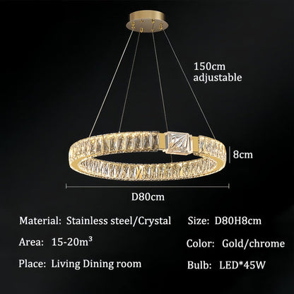 BAMDECOR C3319 Modern Crystal Chandeliers Lighting Fixtures Contemporary Round Chandelier Lighting Fixtures Crystal Pendant Ceiling Lights(Gold-80cm) - Image 7