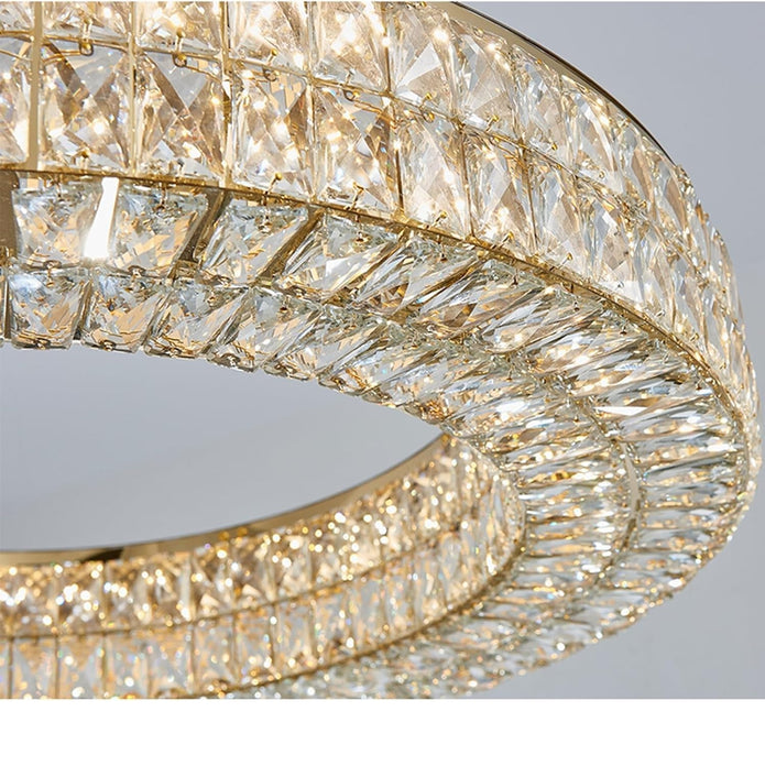 BAMDECOR C3332/1  Round Luxury Crystal Chandelier Modern LED Crystal Chandelier LED Ring Pendant Light Stainless Steel Ceiling Lamp Hanging Lights,for Dining Living Room (Gold) - Image 3