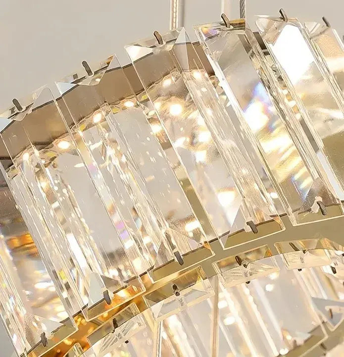 BAMDECOR C3335 Large Swirl Modern Crystal Ring Chandeliers Contemporary Round Chandelier Crystal Pendant Light(Gold-Two Rings) - Image 4