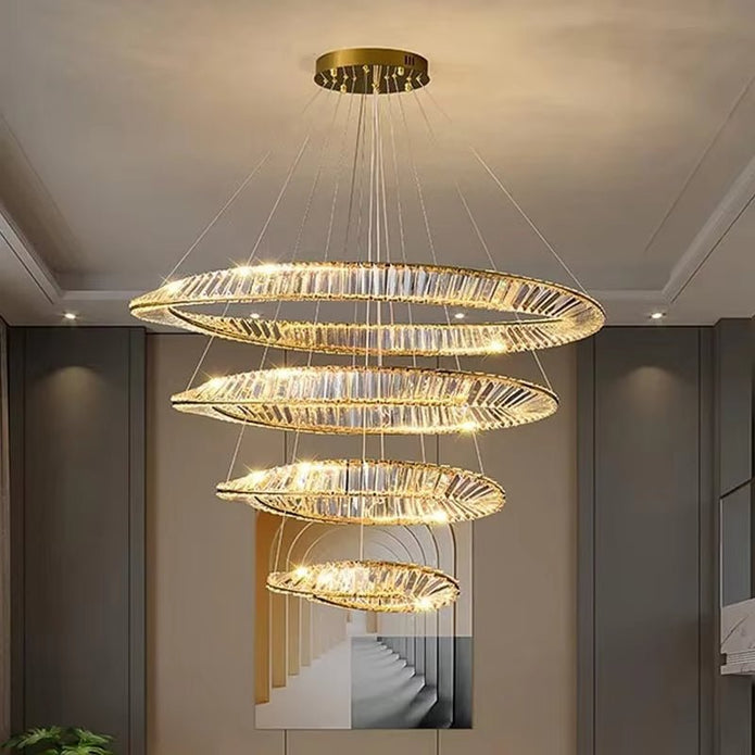 BAMDECOR C3342/4 Modern Crystal Chandeliers Lighting Fixtures Contemporary Wave Chandelier Lighting Fixtures Crystal Pendant Ceiling Lights for Living Room (Gold) - Image 2