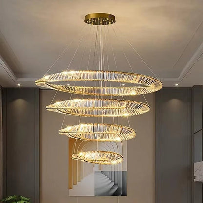 BAMDECOR C3342/4 Modern Crystal Chandeliers Lighting Fixtures Contemporary Wave Chandelier Lighting Fixtures Crystal Pendant Ceiling Lights for Living Room (Gold) - Image 2