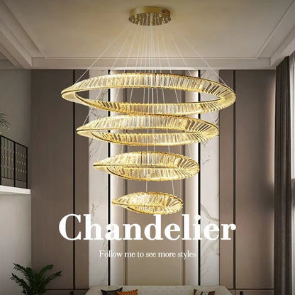 BAMDECOR C3342/4 Modern Crystal Chandeliers Lighting Fixtures Contemporary Wave Chandelier Lighting Fixtures Crystal Pendant Ceiling Lights for Living Room (Gold) - Image 3