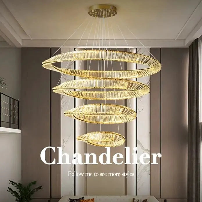 BAMDECOR C3342/4 Modern Crystal Chandeliers Lighting Fixtures Contemporary Wave Chandelier Lighting Fixtures Crystal Pendant Ceiling Lights for Living Room (Gold) - Image 3