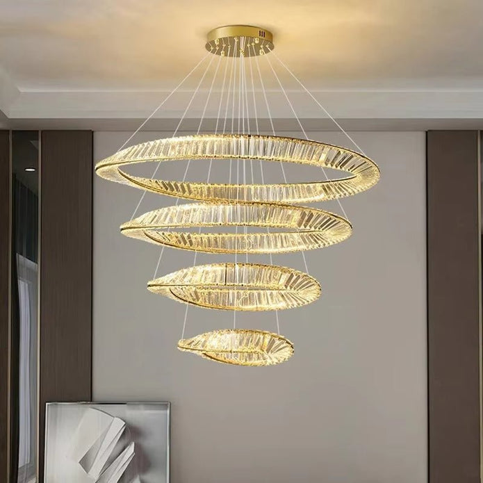 BAMDECOR C3342/4 Modern Crystal Chandeliers Lighting Fixtures Contemporary Wave Chandelier Lighting Fixtures Crystal Pendant Ceiling Lights for Living Room (Gold) - Image 4