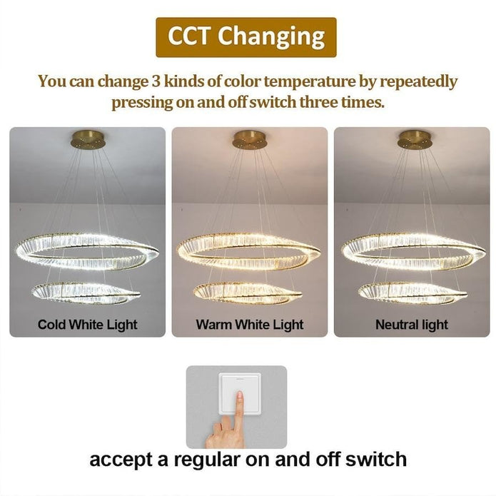 BAMDECOR C3342/4 Modern Crystal Chandeliers Lighting Fixtures Contemporary Wave Chandelier Lighting Fixtures Crystal Pendant Ceiling Lights for Living Room (Gold) - Image 6