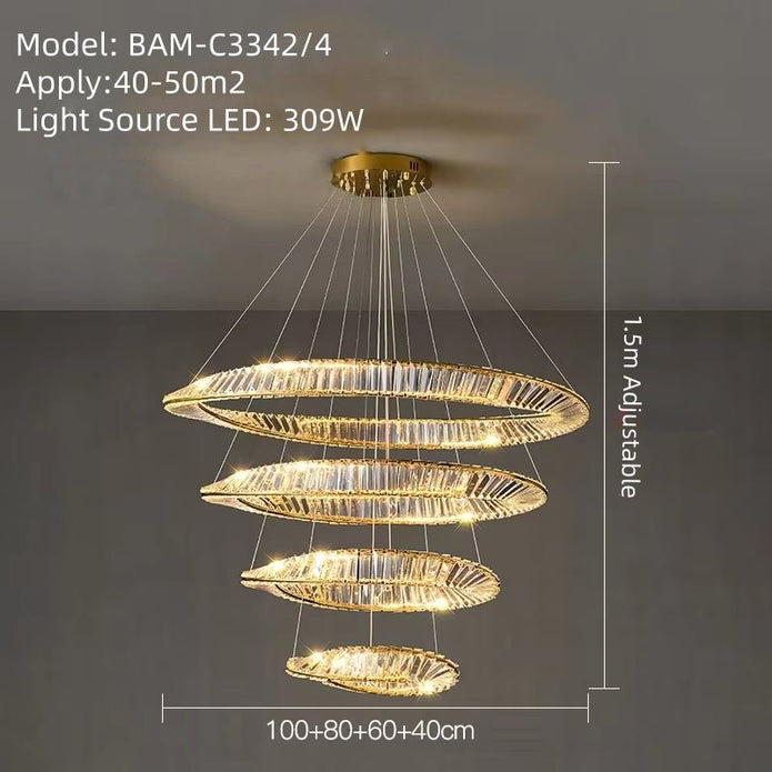 BAMDECOR C3342/4 Modern Crystal Chandeliers Lighting Fixtures Contemporary Wave Chandelier Lighting Fixtures Crystal Pendant Ceiling Lights for Living Room (Gold) - Image 7