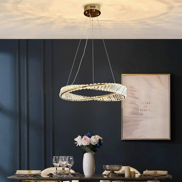 BAMDECOR C3342/1 Modern Crystal Chandeliers Lighting Fixtures Contemporary Wave Chandelier Lighting Fixtures Crystal Pendant Ceiling Lights for Living Room (Gold) - Image 4