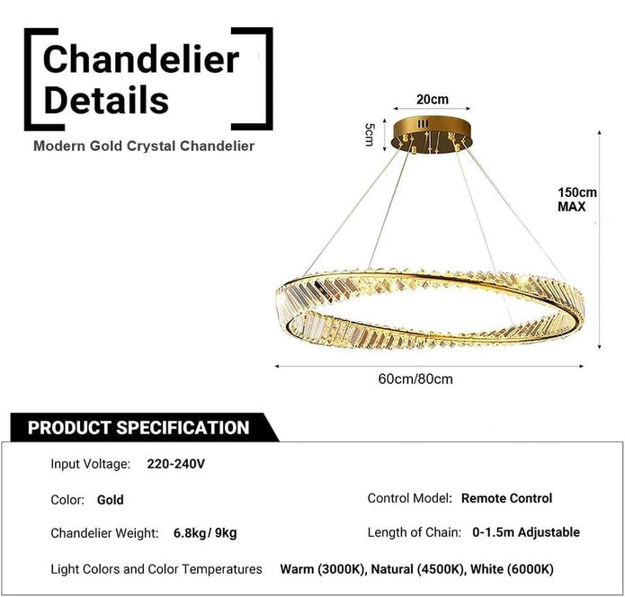 BAMDECOR C3342/1 Modern Crystal Chandeliers Lighting Fixtures Contemporary Wave Chandelier Lighting Fixtures Crystal Pendant Ceiling Lights for Living Room (Gold) - Image 5