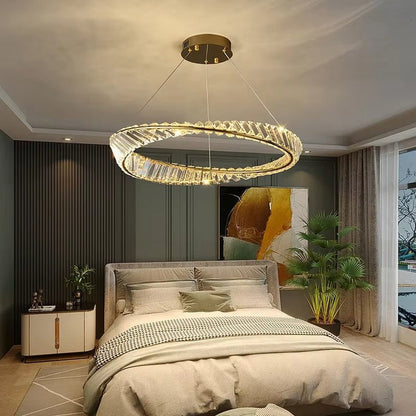 BAMDECOR C3342/1 Modern Crystal Chandeliers Lighting Fixtures Contemporary Wave Chandelier Lighting Fixtures Crystal Pendant Ceiling Lights for Living Room (Gold)