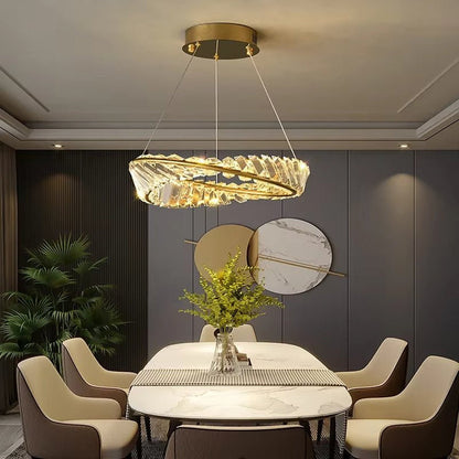 BAMDECOR C3342/1 Modern Crystal Chandeliers Lighting Fixtures Contemporary Wave Chandelier Lighting Fixtures Crystal Pendant Ceiling Lights for Living Room (Gold) - Image 2