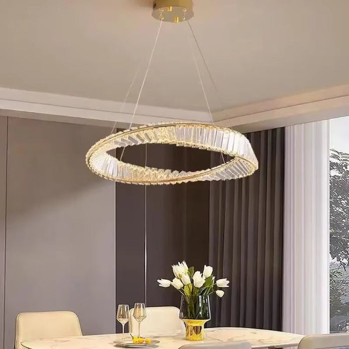 BAMDECOR C3342/1 Modern Crystal Chandeliers Lighting Fixtures Contemporary Wave Chandelier Lighting Fixtures Crystal Pendant Ceiling Lights for Living Room (Gold) - Image 3