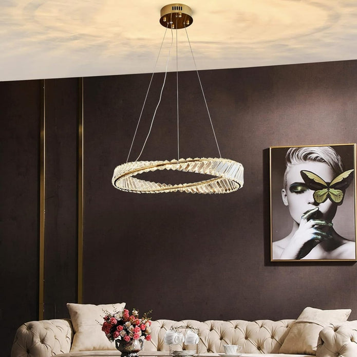 BAMDECOR C3342/1 Modern Crystal Chandeliers Lighting Fixtures Contemporary Wave Chandelier Lighting Fixtures Crystal Pendant Ceiling Lights for Living Room (Gold) - Image 4
