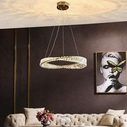 BAMDECOR C3342/1 Modern Crystal Chandeliers Lighting Fixtures Contemporary Wave Chandelier Lighting Fixtures Crystal Pendant Ceiling Lights for Living Room (Gold) - Image 4