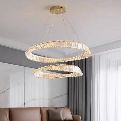BAMDECOR C3342/2 Modern Crystal Chandeliers Lighting Fixtures Contemporary Wave Chandelier Lighting Fixtures Crystal Pendant Ceiling Lights for Living Room (Gold) - Image 3