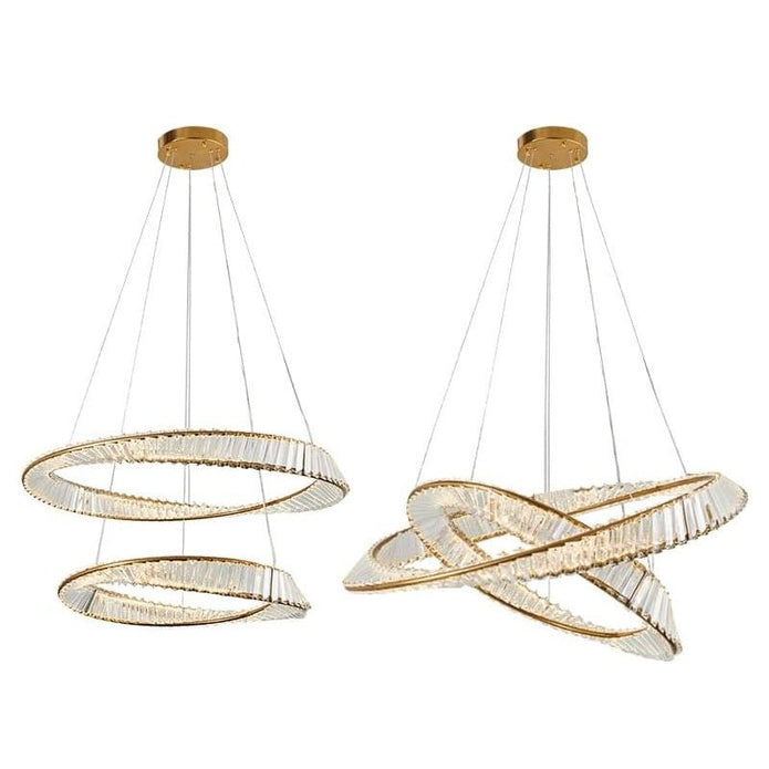 BAMDECOR C3342/2 Modern Crystal Chandeliers Lighting Fixtures Contemporary Wave Chandelier Lighting Fixtures Crystal Pendant Ceiling Lights for Living Room (Gold) - Image 4