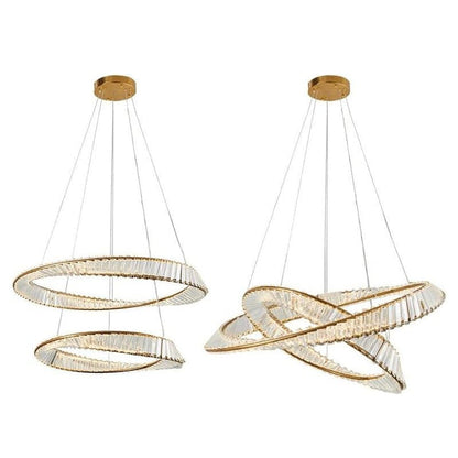 BAMDECOR C3342/2 Modern Crystal Chandeliers Lighting Fixtures Contemporary Wave Chandelier Lighting Fixtures Crystal Pendant Ceiling Lights for Living Room (Gold) - Image 4