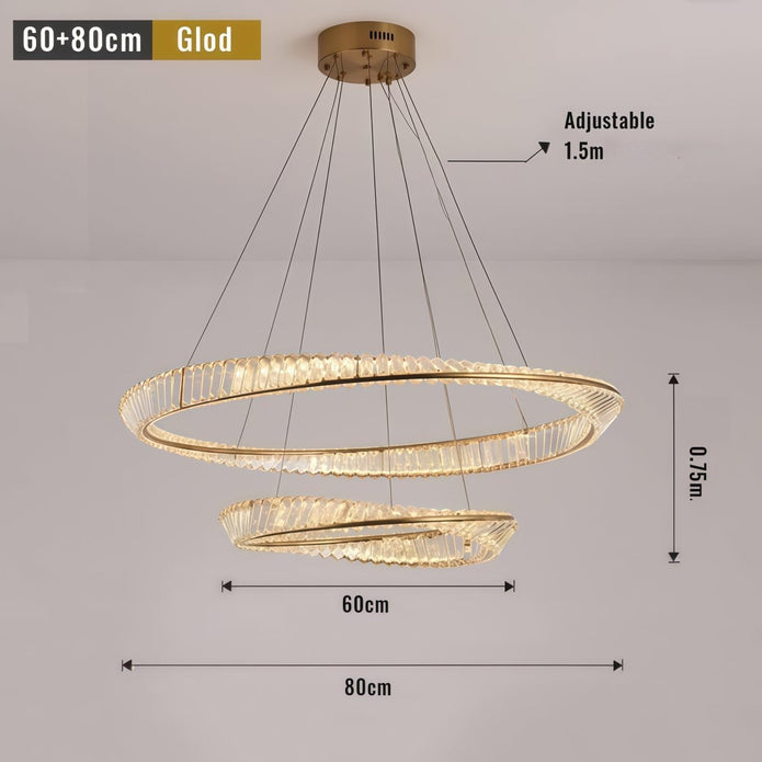 BAMDECOR C3342/2 Modern Crystal Chandeliers Lighting Fixtures Contemporary Wave Chandelier Lighting Fixtures Crystal Pendant Ceiling Lights for Living Room (Gold) - Image 6
