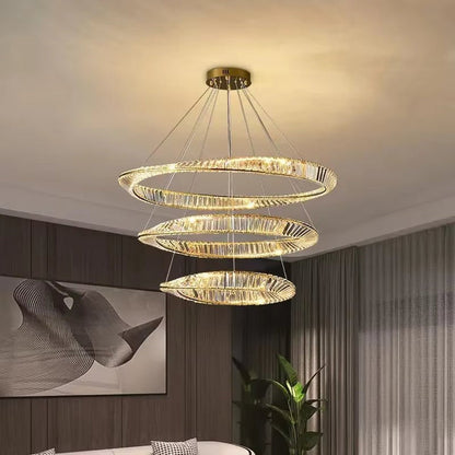 BAMDECOR C3342/3 Modern Crystal Chandeliers Lighting Fixtures Contemporary Wave Chandelier Lighting Fixtures Crystal Pendant Ceiling Lights for Living Room (Gold) - Image 2