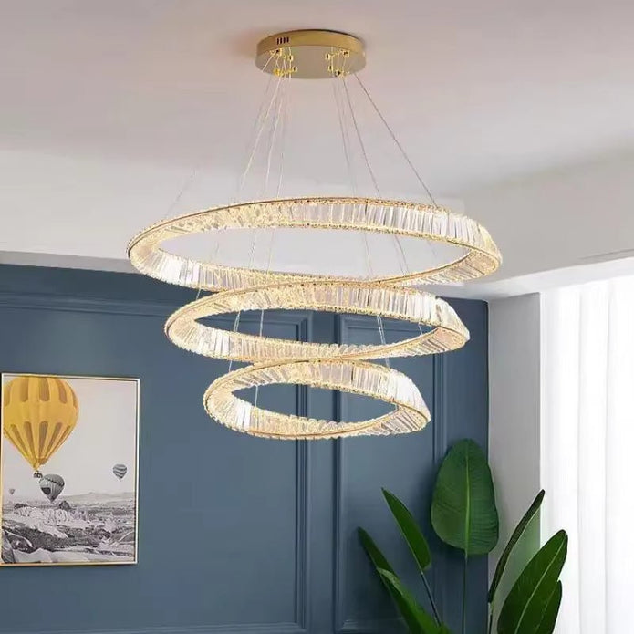 BAMDECOR C3342/3 Modern Crystal Chandeliers Lighting Fixtures Contemporary Wave Chandelier Lighting Fixtures Crystal Pendant Ceiling Lights for Living Room (Gold) - Image 4