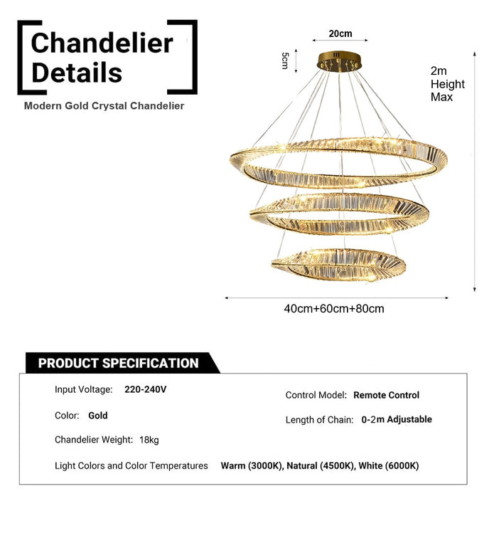BAMDECOR C3342/3 Modern Crystal Chandeliers Lighting Fixtures Contemporary Wave Chandelier Lighting Fixtures Crystal Pendant Ceiling Lights for Living Room (Gold) - Image 5