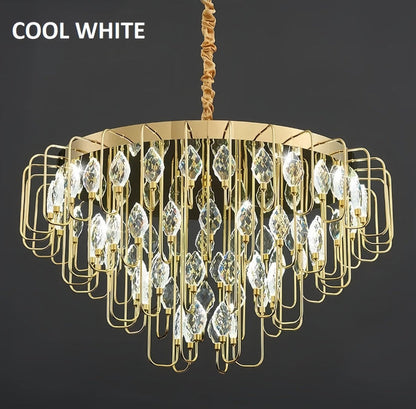 BAMDECOR C3345 Modern Luxury Crystal-leaf Chandelier LED Fashion Creativity Pendant Ceiling Lights(60cm-Gold) - Image 5