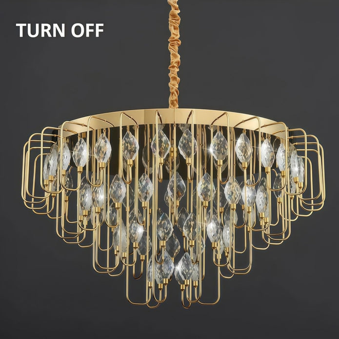 BAMDECOR C3345 Modern Luxury Crystal-leaf Chandelier LED Fashion Creativity Pendant Ceiling Lights(60cm-Gold) - Image 6