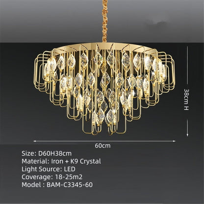 BAMDECOR C3345 Modern Luxury Crystal-leaf Chandelier LED Fashion Creativity Pendant Ceiling Lights(60cm-Gold) - Image 7