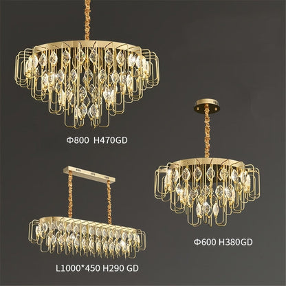 BAMDECOR C3345 Modern Luxury Crystal-leaf Chandelier LED Fashion Creativity Pendant Ceiling Lights(80cm-Gold) - Image 3