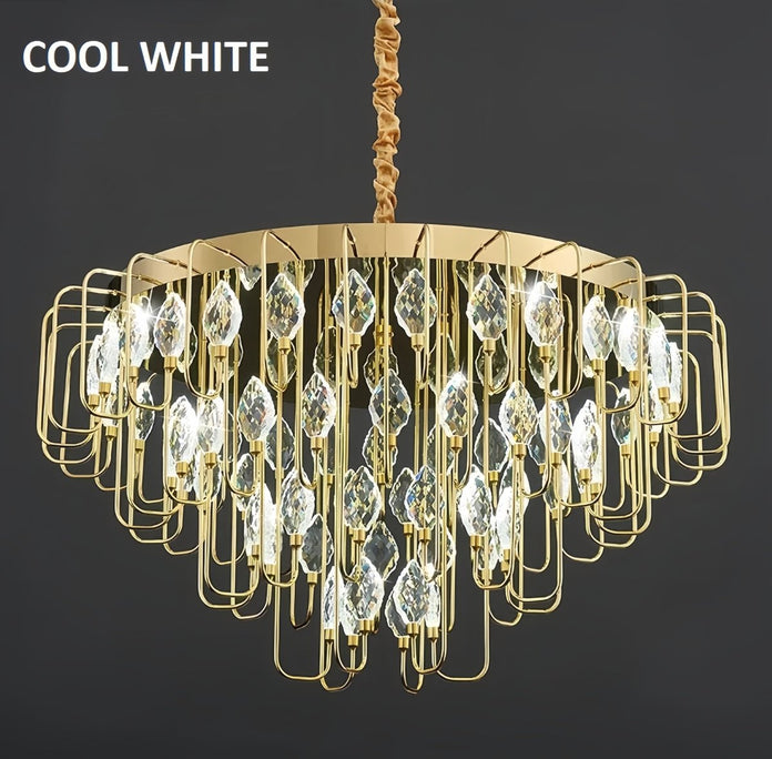 BAMDECOR C3345 Modern Luxury Crystal-leaf Chandelier LED Fashion Creativity Pendant Ceiling Lights(80cm-Gold) - Image 4