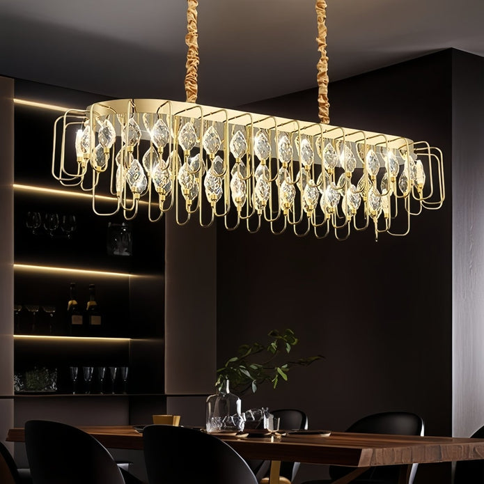 BAMDECOR C3345/OVAL1.2 Modern French Home Decor Luxury Crystal-leaf Chandelier LED Fashion Creativity Pendant Ceiling Lights(120cm-Gold) - Image 2