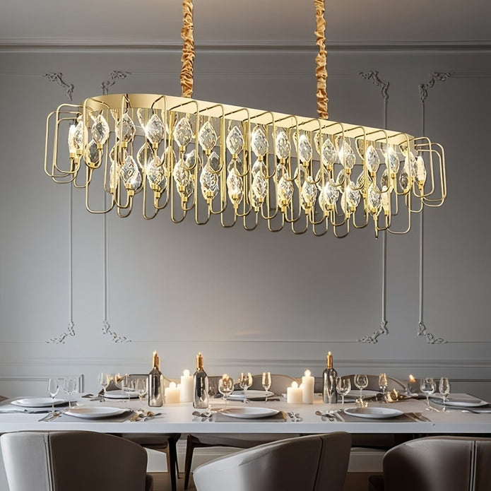 BAMDECOR C3345/OVAL1.2 Modern French Home Decor Luxury Crystal-leaf Chandelier LED Fashion Creativity Pendant Ceiling Lights(120cm-Gold) - Image 3