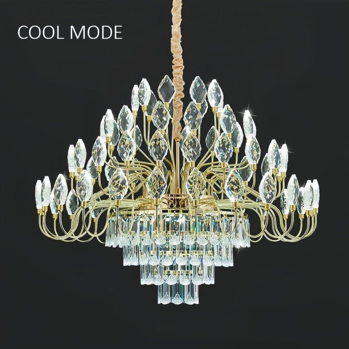 BAMDECOR C3347 Modern Luxury Crystal-leaf Chandelier LED Fashion Creativity Pendant Ceiling Lights(60cm-Gold) - Image 4
