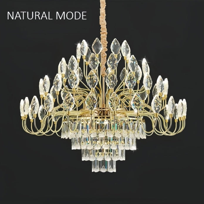 BAMDECOR C3347 Modern Luxury Crystal-leaf Chandelier LED Fashion Creativity Pendant Ceiling Lights(60cm-Gold) - Image 5