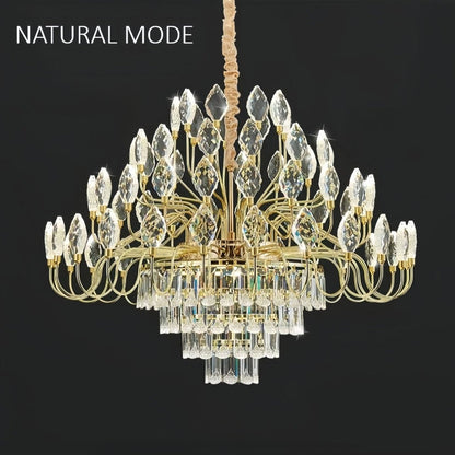 BAMDECOR C3347 Modern Luxury Crystal-leaf Chandelier LED Fashion Creativity Pendant Ceiling Lights(60cm-Gold) - Image 5