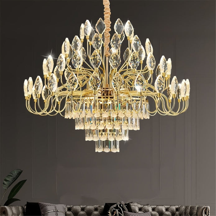 BAMDECOR C3347 Modern Luxury Crystal-leaf Chandelier LED Fashion Creativity Pendant Ceiling Lights(80cm-Gold) - Image 2