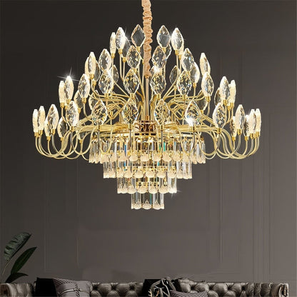 BAMDECOR C3347 Modern Luxury Crystal-leaf Chandelier LED Fashion Creativity Pendant Ceiling Lights(80cm-Gold) - Image 2