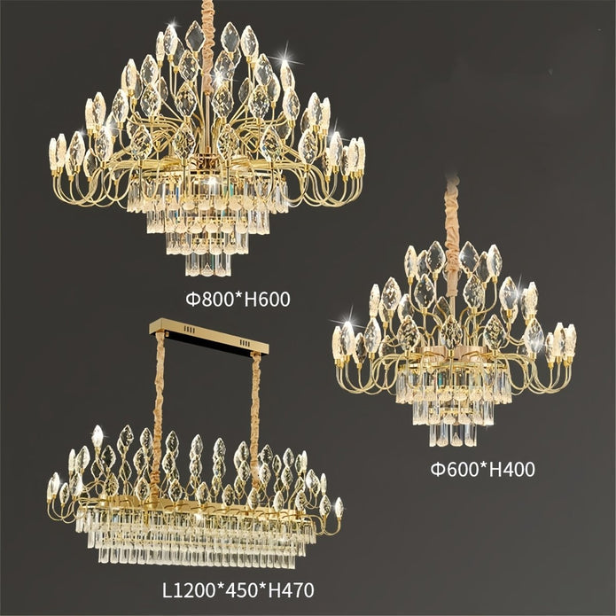 BAMDECOR C3347 Modern Luxury Crystal-leaf Chandelier LED Fashion Creativity Pendant Ceiling Lights(80cm-Gold) - Image 3
