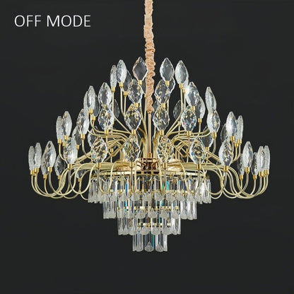 BAMDECOR C3347 Modern Luxury Crystal-leaf Chandelier LED Fashion Creativity Pendant Ceiling Lights(80cm-Gold) - Image 5