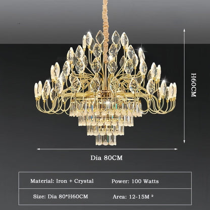BAMDECOR C3347 Modern Luxury Crystal-leaf Chandelier LED Fashion Creativity Pendant Ceiling Lights(80cm-Gold) - Image 6
