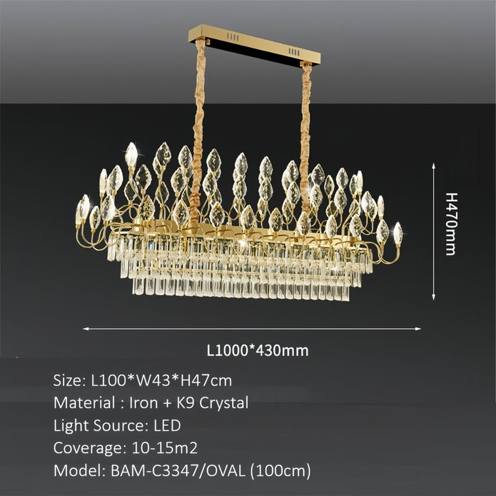 BAMDECOR C3347/OV Modern French Home Decor Luxury Crystal-leaf Chandelier LED Fashion Creativity Pendant Ceiling Lights(120cm-Gold) - Image 6