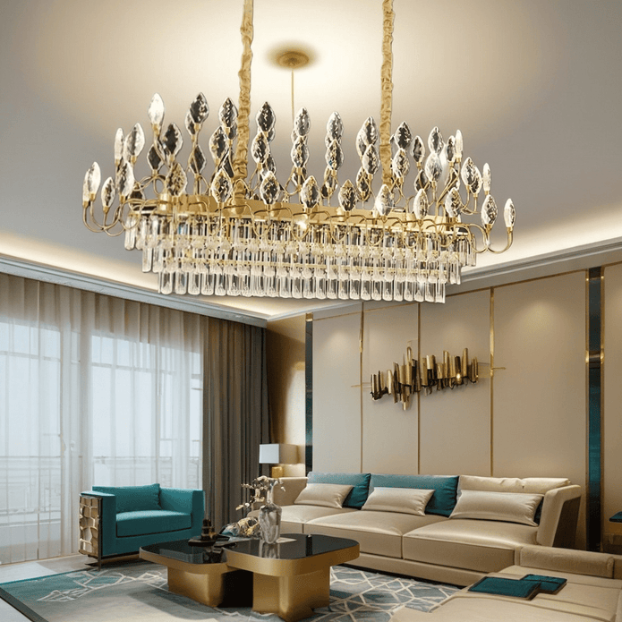 BAMDECOR C3347/OV Modern French Home Decor Luxury Crystal-leaf Chandelier LED Fashion Creativity Pendant Ceiling Lights(100cm-Gold) - Image 2
