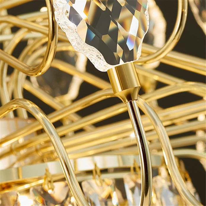 BAMDECOR C3347/OV Modern French Home Decor Luxury Crystal-leaf Chandelier LED Fashion Creativity Pendant Ceiling Lights(100cm-Gold) - Image 5